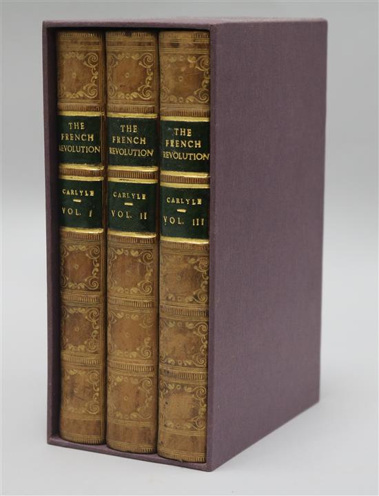 Carlyle, Thomas - The French Revolution, 1st edition, 3 vols, 8vo, calf, spines re-labelled, with modern slip case